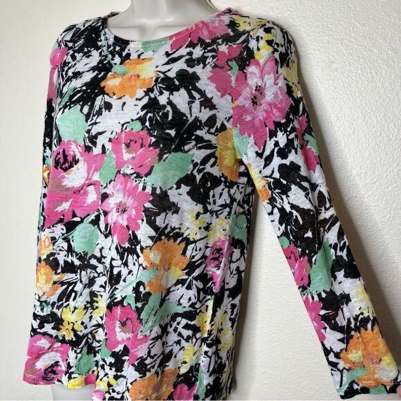 Lauren Ralph Lauren Linen Multi Floral Lightweight Sweater Top Women Size Small - Picture 4 of 11
